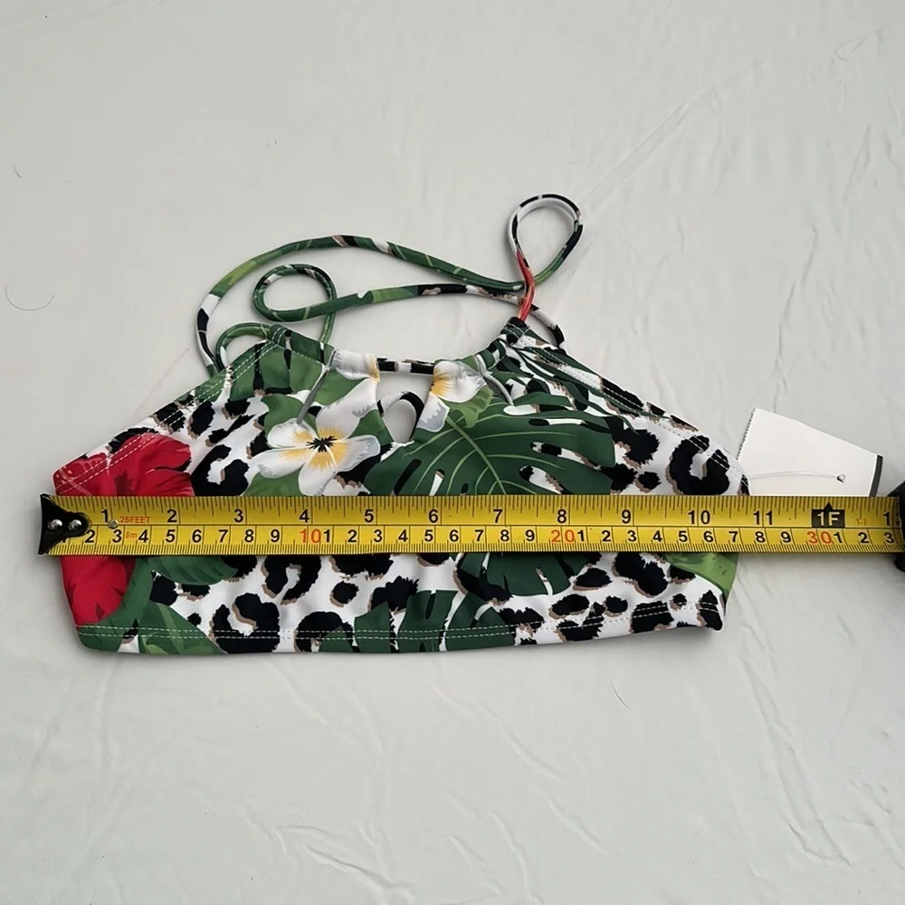Coral and Reef Addison multicolor white green red black floral bikini